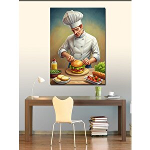 Kanvas Tablo Aşçı Ver Taze Hamburger 100x140 cm