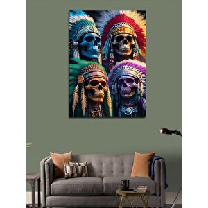 Kanvas Tablo Kızılderili Kuru Kafalar 70x100 cm