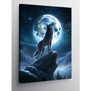 Kanvas Tablo Dolunay Ve Kurt 100x140 cm