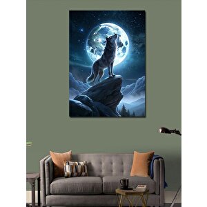 Kanvas Tablo Dolunay Ve Kurt 100x140 cm