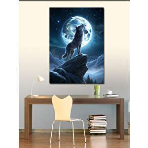 Kanvas Tablo Dolunay Ve Kurt 100x140 cm