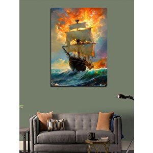 Kanvas Tablo Gün Batımı Ve Korsan Gemi 70x100 cm