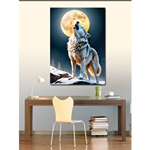 Kanvas Tablo Dolunay Ve Kurt 100x140 cm