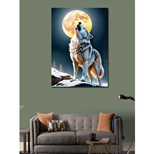 Kanvas Tablo Dolunay Ve Kurt 50x70 cm