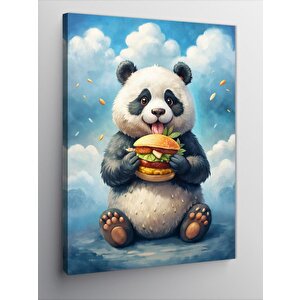 Kanvas Tablo Hamburger Yiyen Panda 70x100 cm