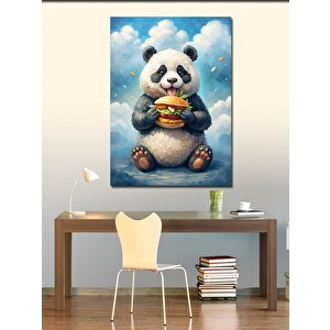 Kanvas Tablo Hamburger Yiyen Panda 70x100 cm
