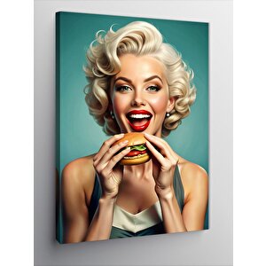 Kanvas Tablo Hamburger Yiyen Marilyn Monroe 50x70 cm