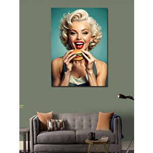 Kanvas Tablo Hamburger Yiyen Marilyn Monroe 50x70 cm