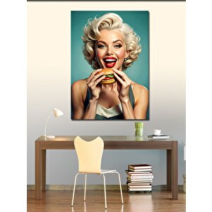 Kanvas Tablo Hamburger Yiyen Marilyn Monroe 50x70 cm