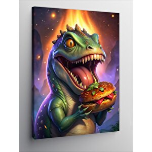 Kanvas Tablo Hamburger Yem Dinozor 70x100 cm