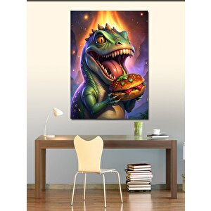 Kanvas Tablo Hamburger Yem Dinozor 70x100 cm
