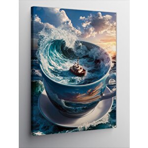Kanvas Tablo Fincanın İçindeki Gemi 100x140 cm