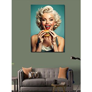 Kanvas Tablo Hamburger Yiyen Marilyn Monroe 70x100 cm