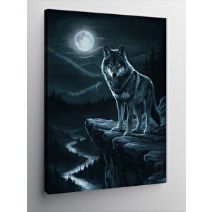 Kanvas Tablo Dolunay Ve Kurt 50x70 cm