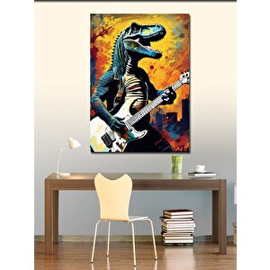 Kanvas Tablo Gitar Çalan Dinazor 70x100 cm