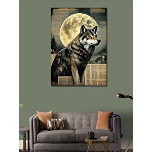 Kanvas Tablo Dolunay Ve Kurt 70x100 cm