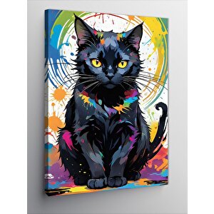 Kanvas Tablo Mistik Kara Kedi 50x70 cm