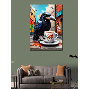 Kanvas Tablo Kahve İçen Karga 70x100 cm