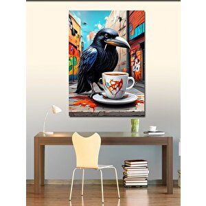 Kanvas Tablo Kahve İçen Karga 70x100 cm