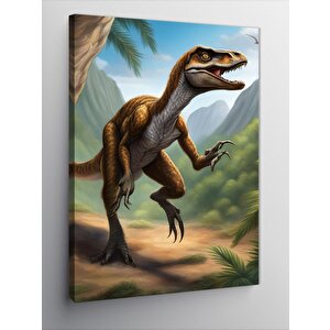 Kanvas Tablo Dinozor T-rex Av Peşinde 50x70 cm