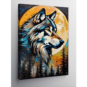 Kanvas Tablo Dolunay Ve Kurt 50x70 cm