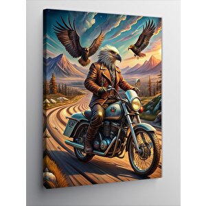 Kanvas Tablo Motorcu Kartal 100x140 cm