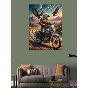 Kanvas Tablo Motorcu Kartal 100x140 cm