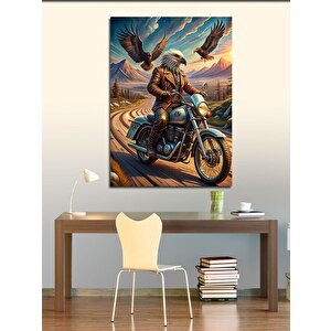 Kanvas Tablo Motorcu Kartal 100x140 cm