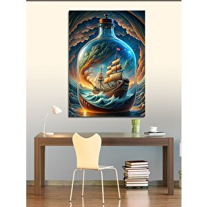 Kanvas Tablo Şişedeki Gemi 100x140 cm