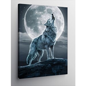 Kanvas Tablo Dolunay Ve Kurt 100x140 cm