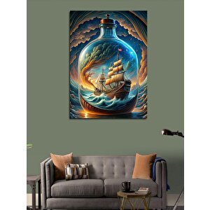 Kanvas Tablo Şişedeki Gemi 50x70 cm