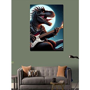 Kanvas Tablo Elektro Gitar Çalan Dinazor 70x100 cm