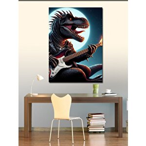 Kanvas Tablo Elektro Gitar Çalan Dinazor 70x100 cm