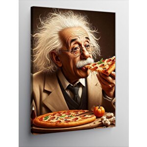 Kanvas Tablo Albert Einstein Pizza Yiyor Pop Art 50x70 cm