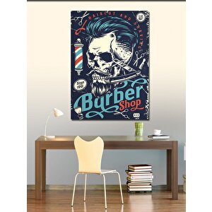 Kanvas Tablo Traş Olan Kurukafa Berber Temalı 70x100 cm