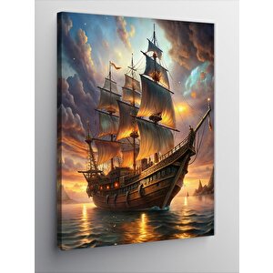 Kanvas Tablo Kadırga Yelkenli Gemi 70x100 cm