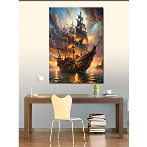 Kanvas Tablo Kadırga Yelkenli Gemi 70x100 cm