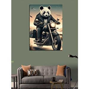 Kanvas Tablo Motorcu Panda 100x140 cm