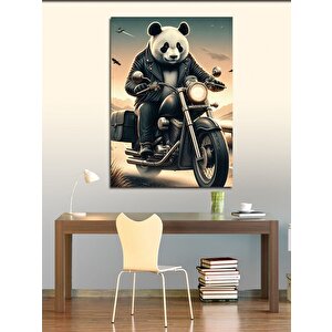 Kanvas Tablo Motorcu Panda 100x140 cm