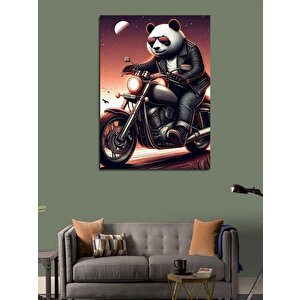 Kanvas Tablo Motorcu Panda 100x140 cm