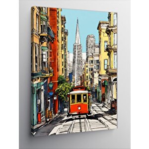 Kanvas Tablo Tramvay Ve Şehir 50x70 cm
