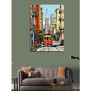 Kanvas Tablo Tramvay Ve Şehir 50x70 cm