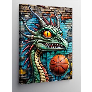 Kanvas Tablo Dinazor Grafitisi Ve Basketbol Topu 100x140 cm