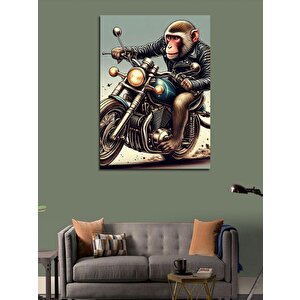 Kanvas Tablo Şempanze Motorcu 50x70 cm