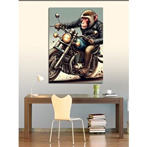 Kanvas Tablo Şempanze Motorcu 50x70 cm