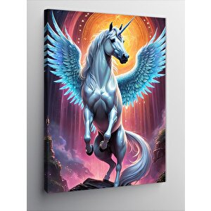 Kanvas Tablo Kanatlı Beyaz Unicorn At 50x70 cm