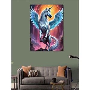 Kanvas Tablo Kanatlı Beyaz Unicorn At 50x70 cm