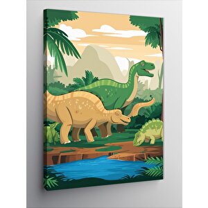 Kanvas Tablo Dinazorlar Ve Tabiat 50x70 cm