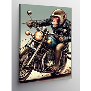 Kanvas Tablo Şempanze Motorcu 100x140 cm