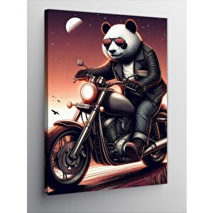 Kanvas Tablo Motorcu Panda 70x100 cm